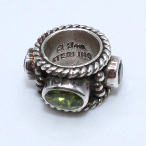 Vintage Sterling Silver Peridot Topaz Charm Slider